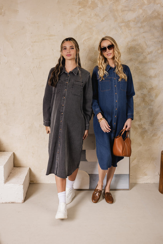Breeze Dark Denim Shirt Dress