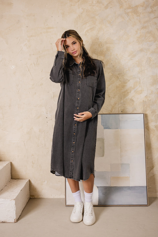 Breeze Dark Denim Shirt Dress