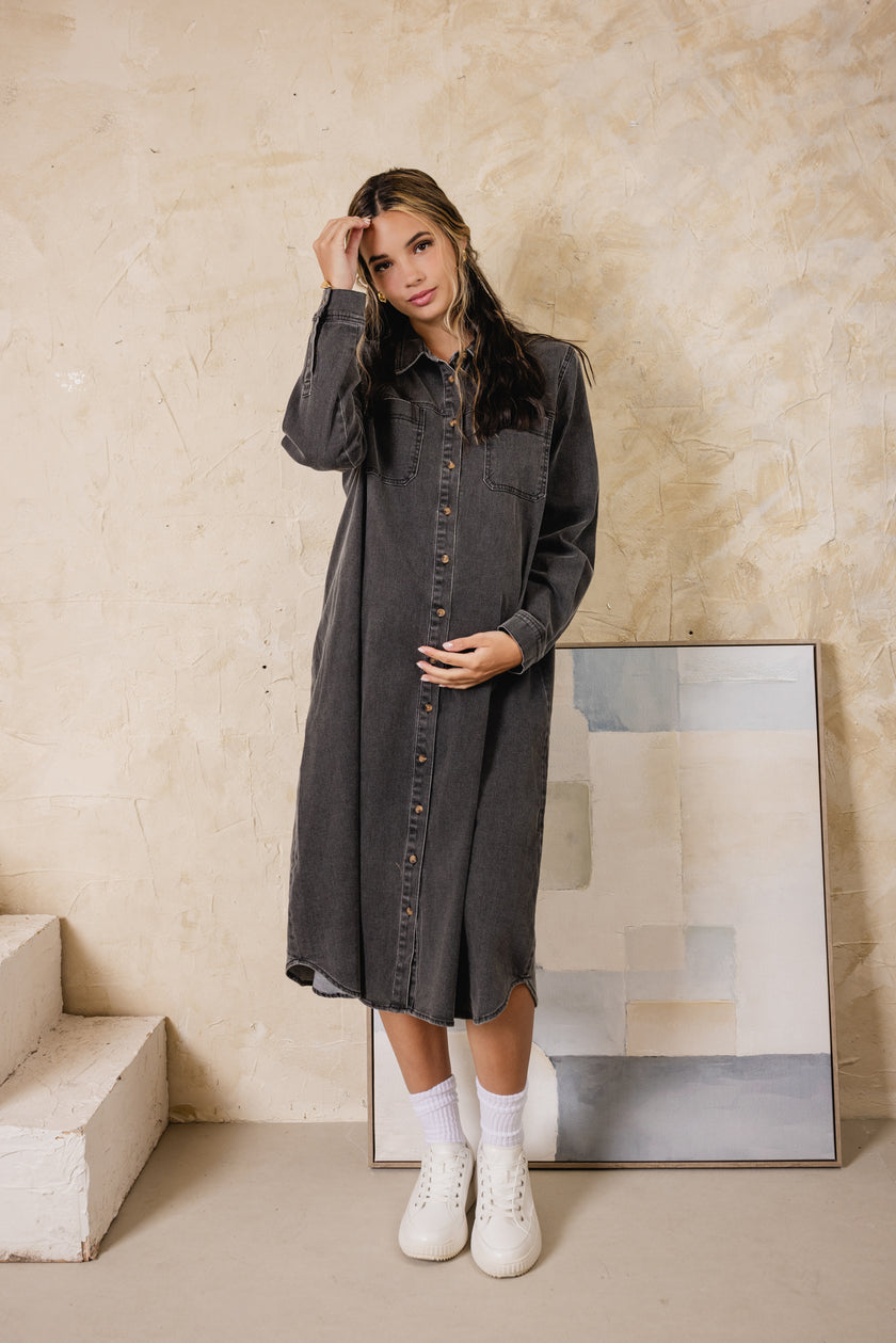 Breeze Dark Denim Shirt Dress