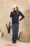 Harvest Seude Like Navy Skirt