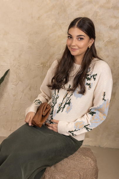 Cedar Floral Crewneck Cream
