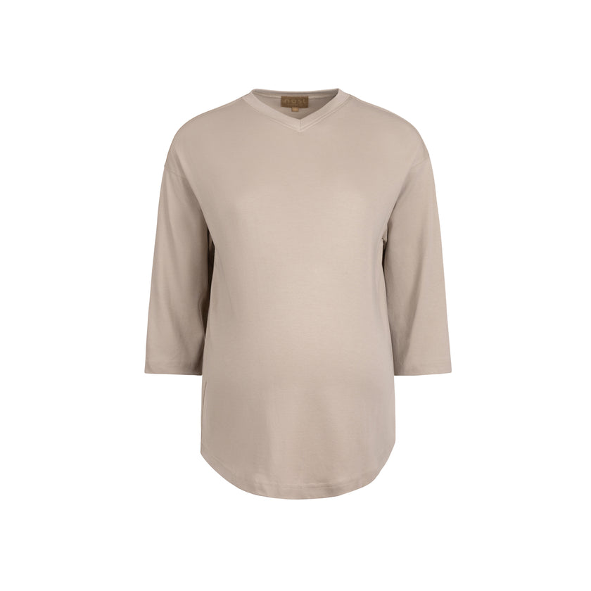 Lilly Over the Valley V-Neck Tshirt Taupe