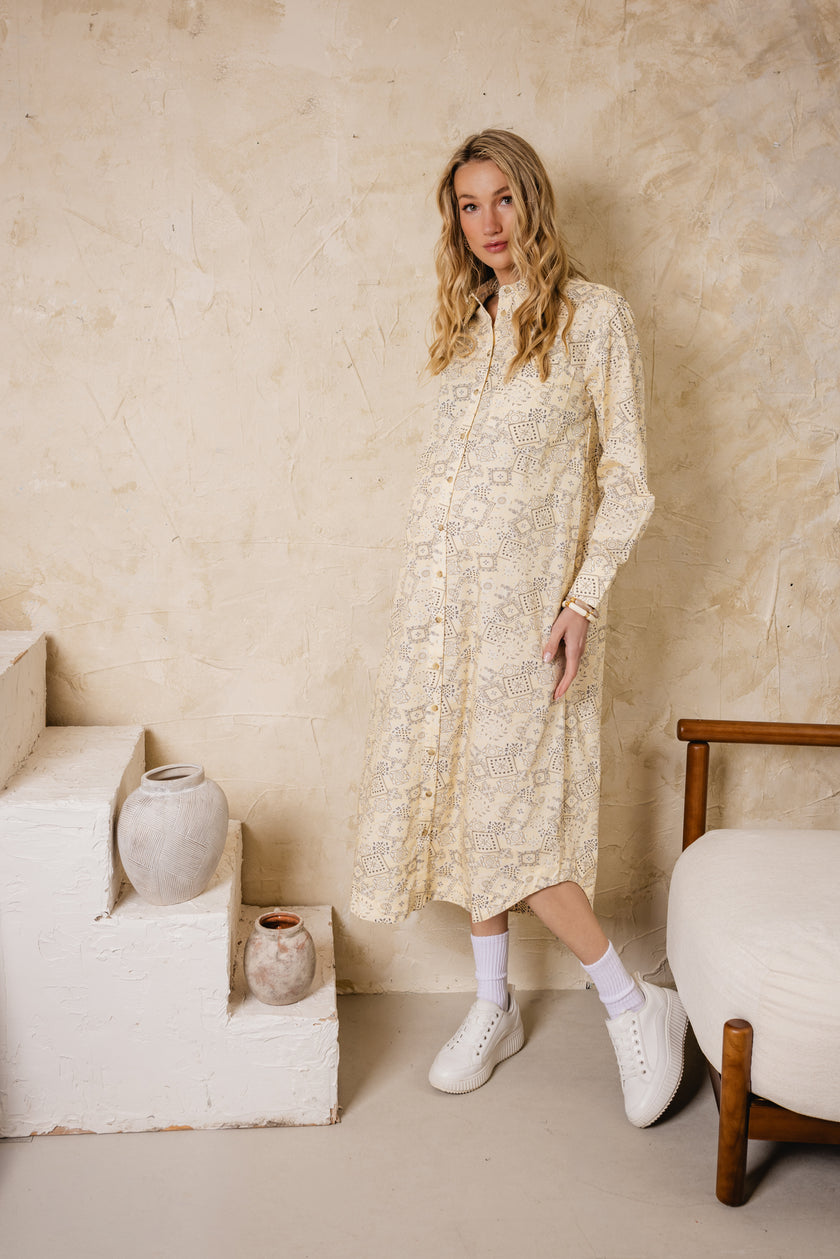 Sunray Bandan Dress Pale Yellow