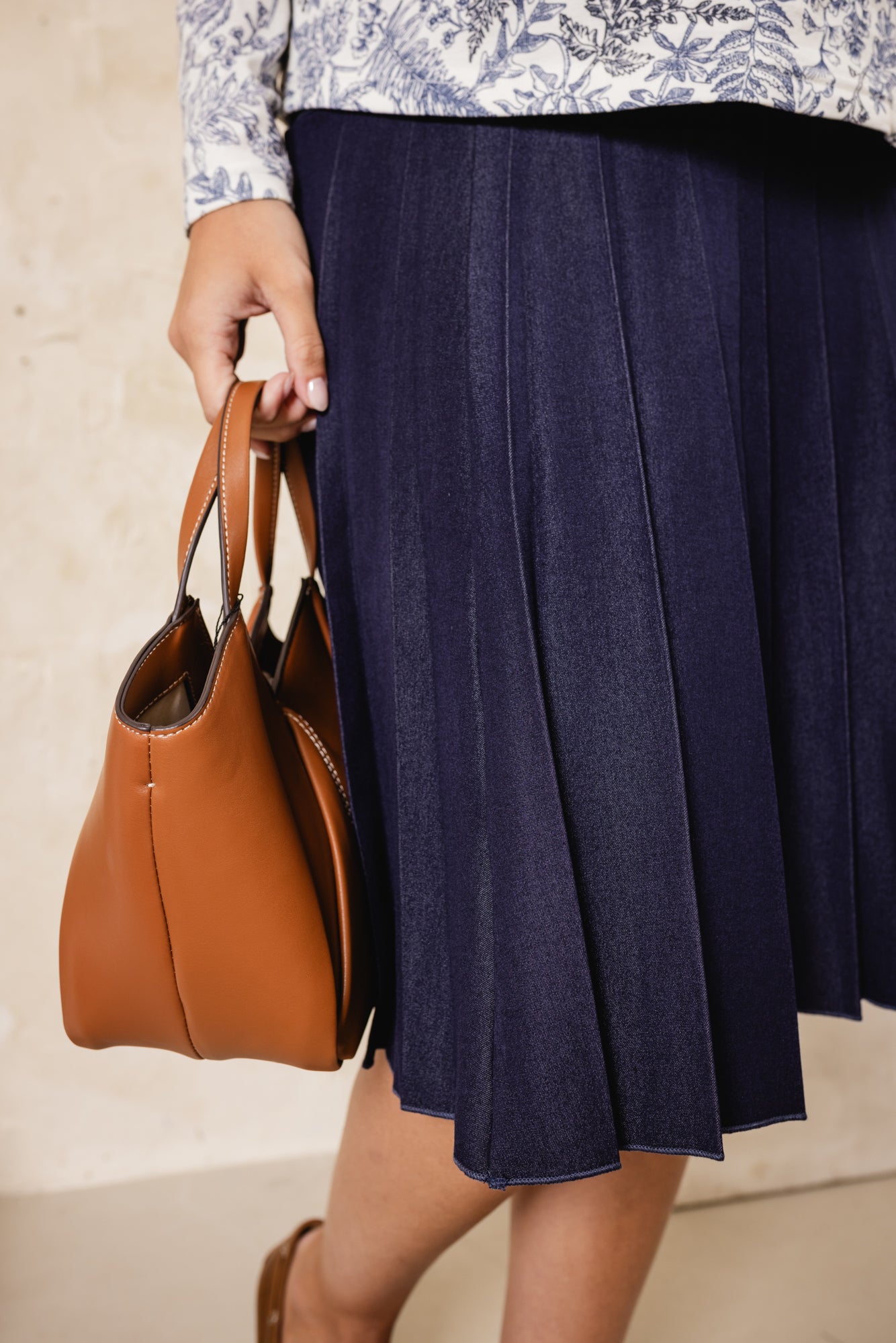 Dipper Denim Pleated Skirt