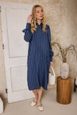 Petunia Pinstripe Dress Navy