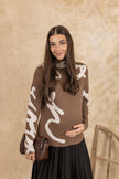 Edurne Script Mockneck Brown