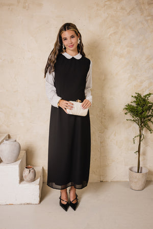 White and Black Aster Dress