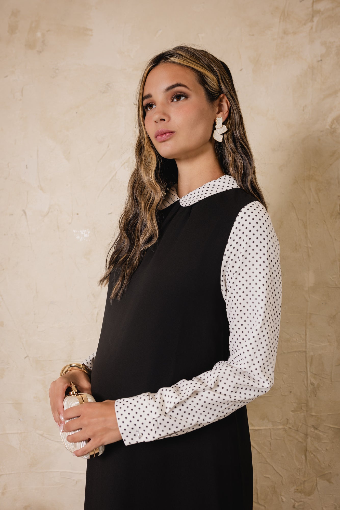 White and Black Aster Dress