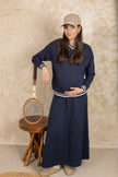 Goose Denim Paneled Skirt Navy