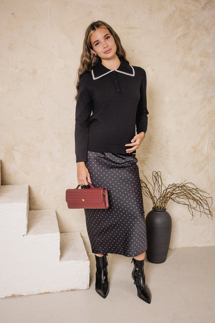 Sweetspire Polka Dot Skirt White on Black