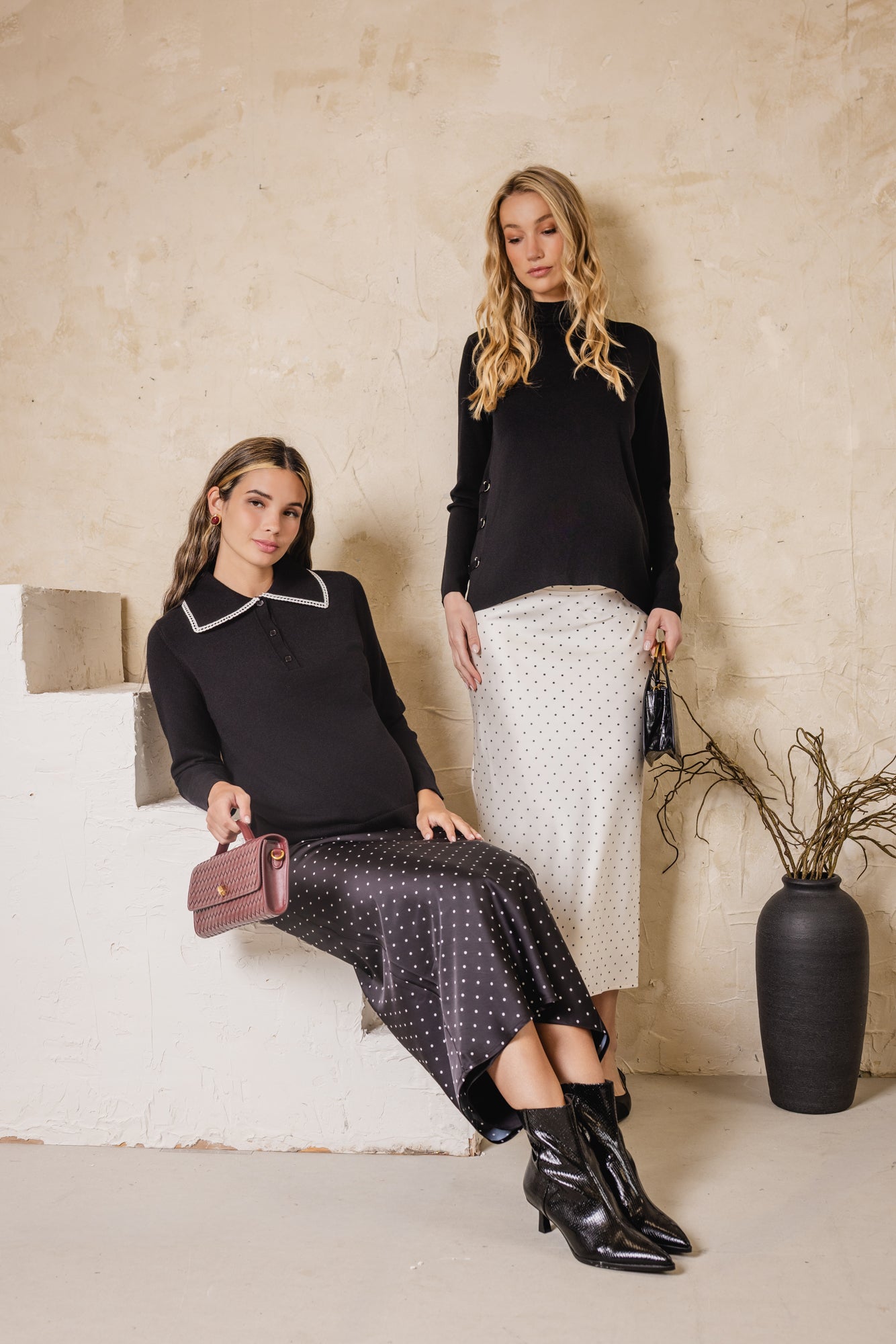 Sweetspire Polka Dot Skirt Black on White