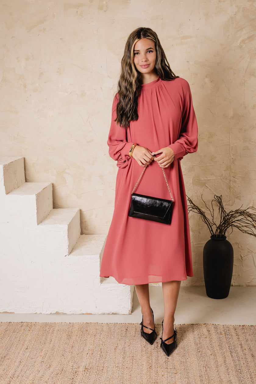 Prairie Flowing Dress Dark Mauve Pink