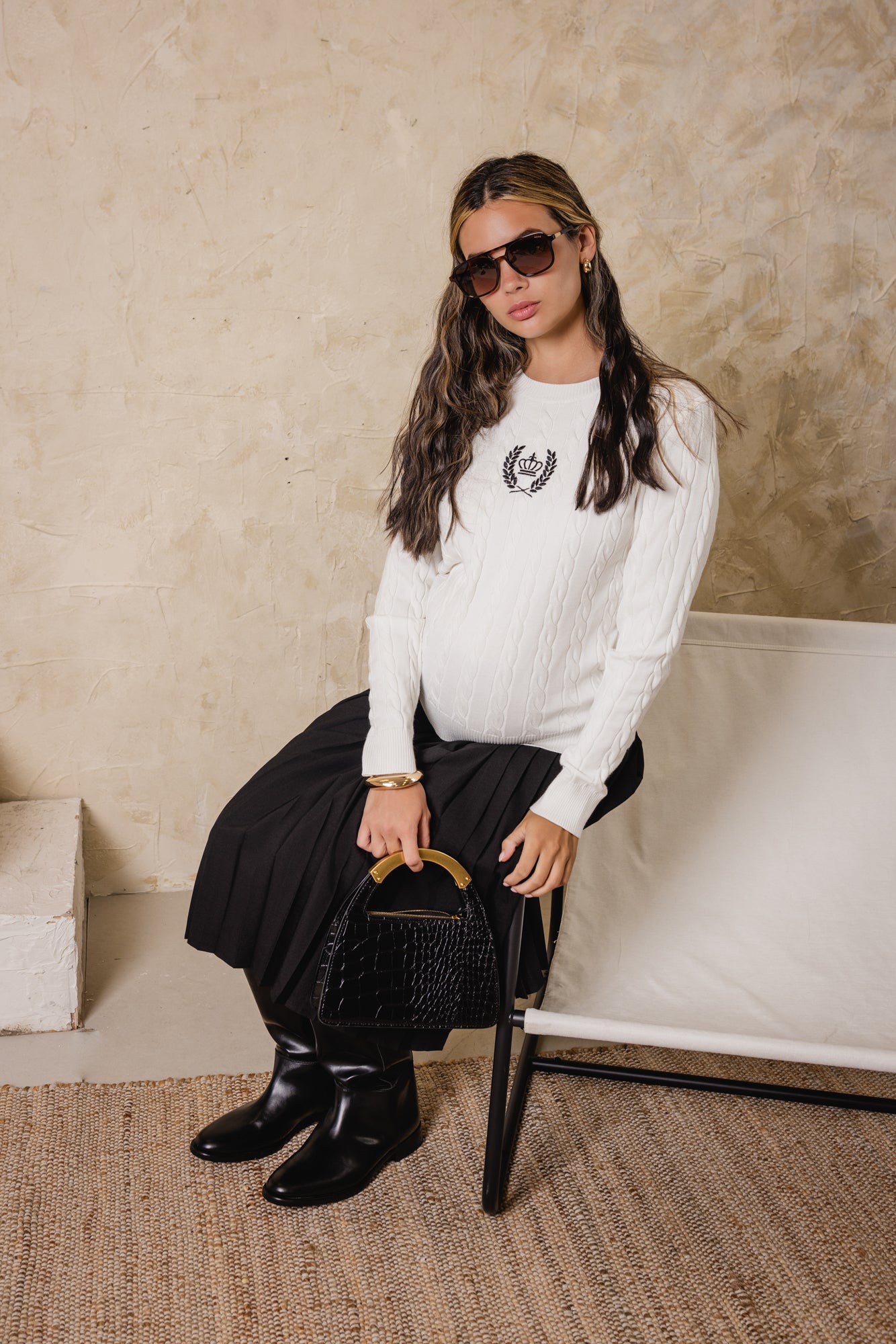 Royal Cable Crewneck Sweater