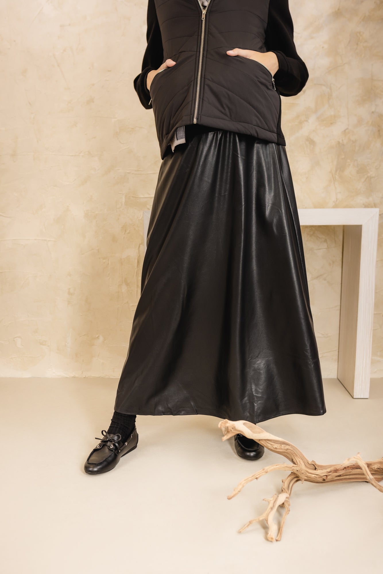 Warbler Leather Flare Skirt