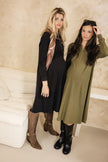 Pelican Zipper Collar Comfy Dress Black