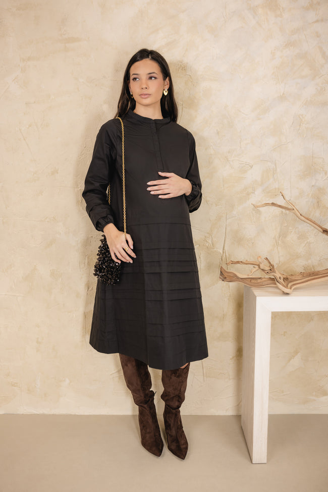 Pigeon Pleated Tiered Dress