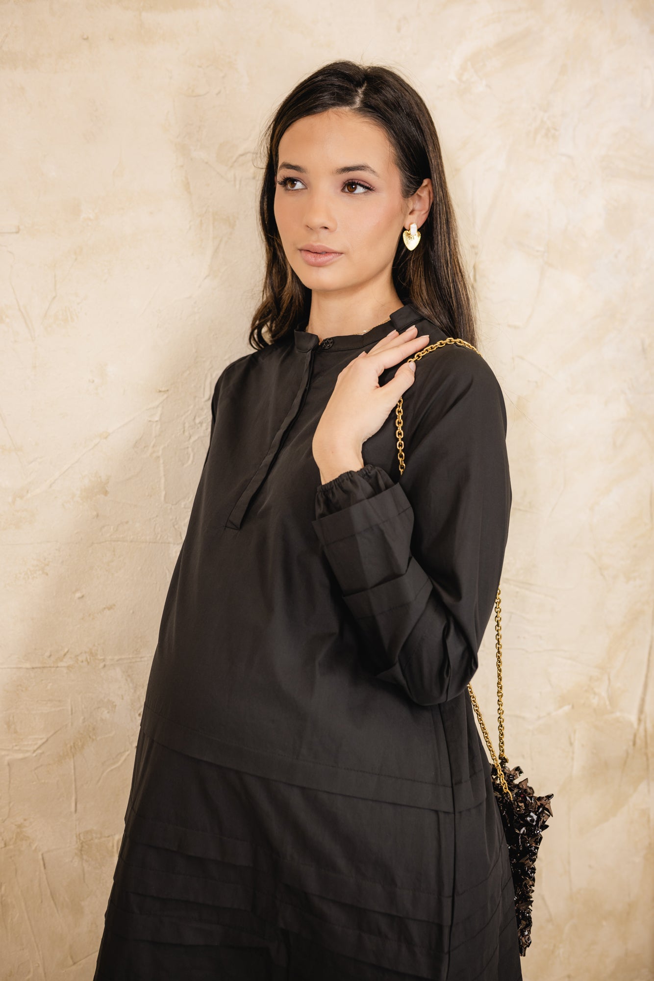 Pigeon Pleated Tiered Dress