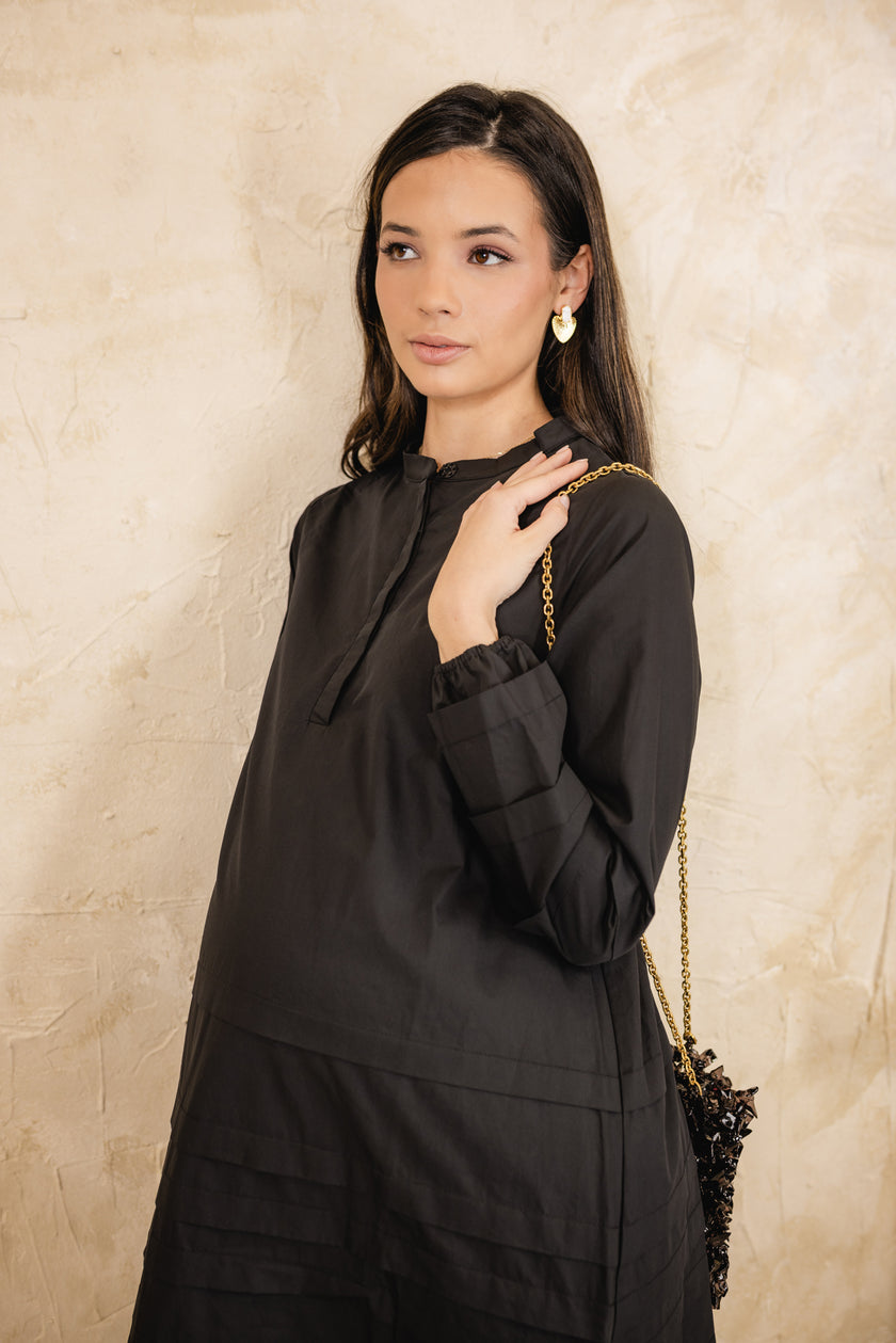 Pigeon Pleated Tiered Dress