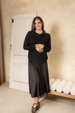 Oriole Knit Gold Button Channel Top Black