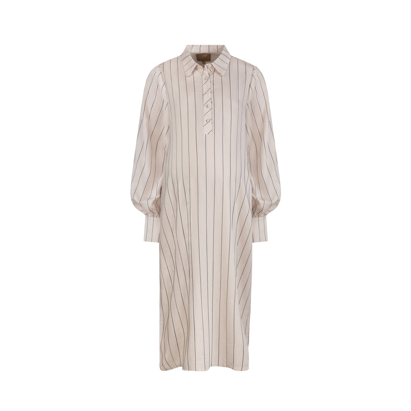 Petunia Pinstripe Dress Beige