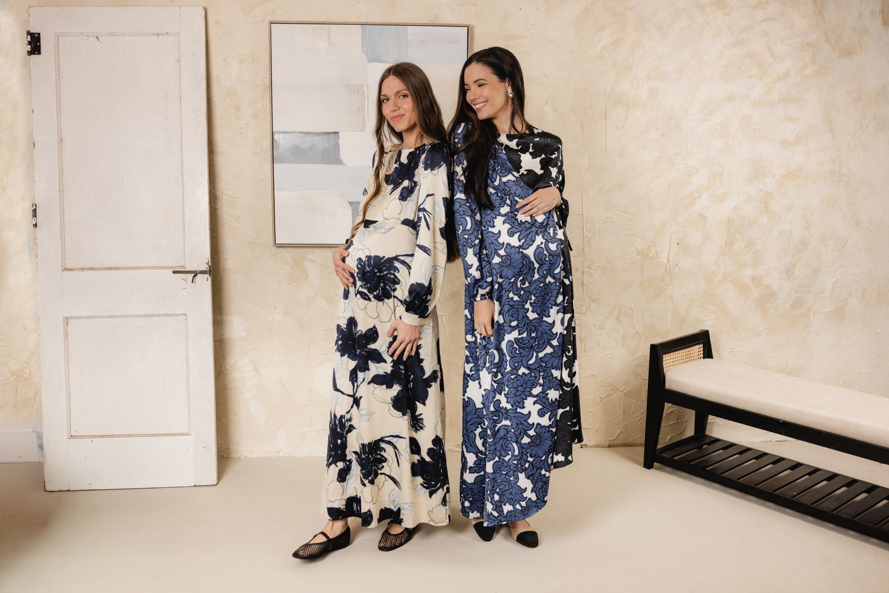 Myna Satin Dress- Floral White