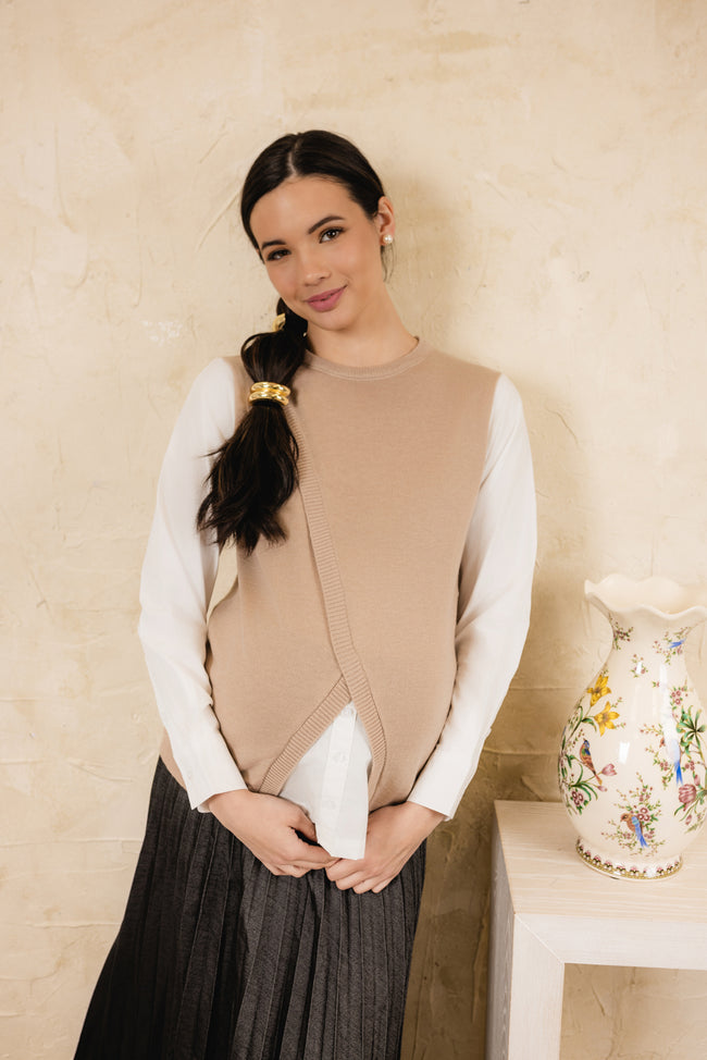 Chickadee Swing Vest With Shirt Tan