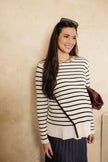 Crow Knit Wrap Top Black and White