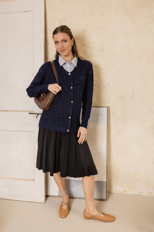 Hummingbird V Neck Knit With Striped Shirt