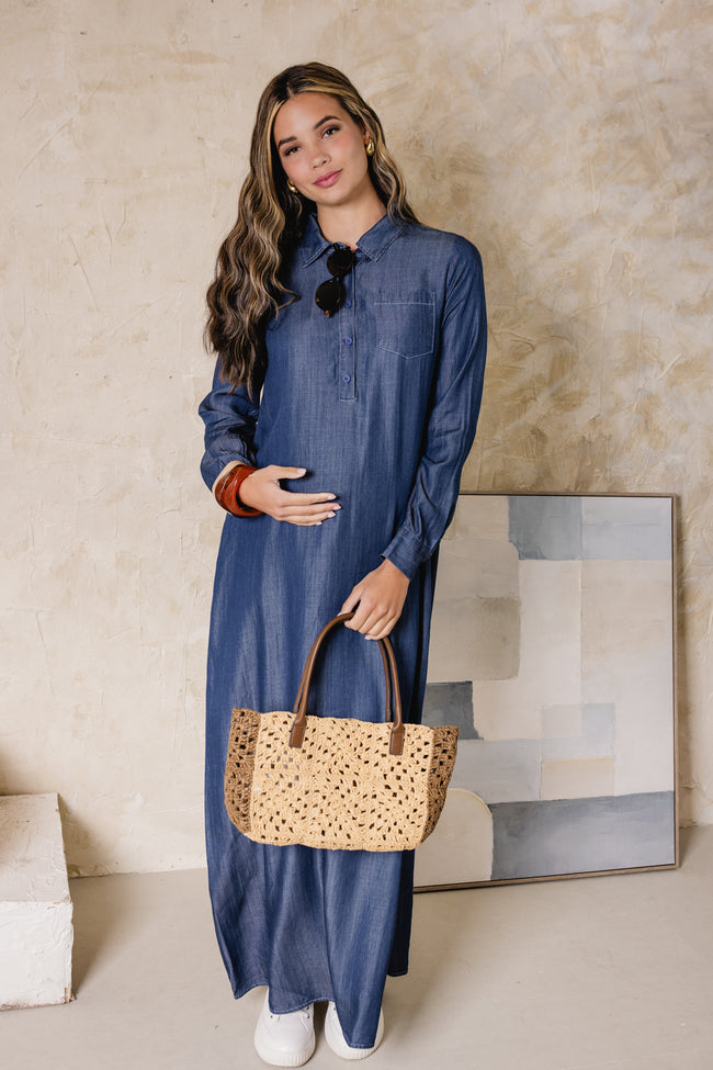 Blue Stem Denim Dress Dark Blue