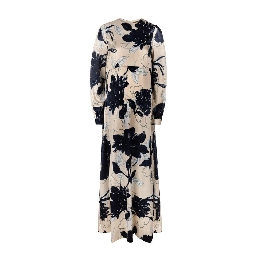 Myna Satin Dress- Floral White