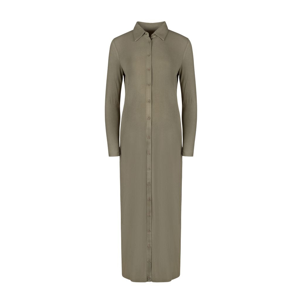 Sunbird Button Down Dress Olive