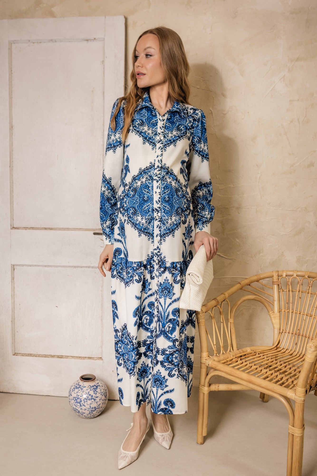 Blue Moss Tiered Dress