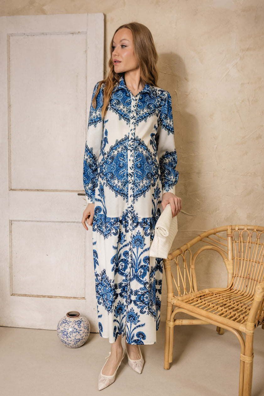 Blue Moss Tiered Dress