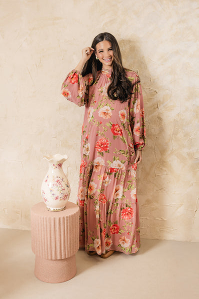 Twig Tiered Dress Peach