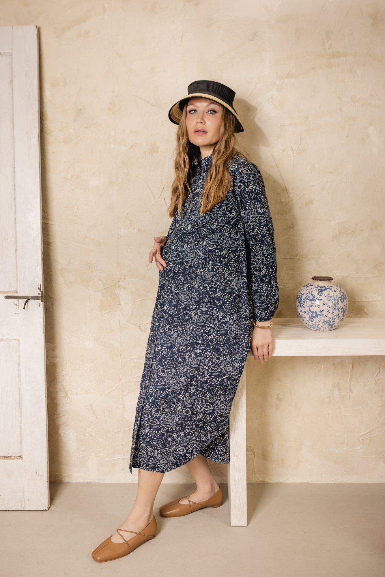Sunray Bandan Dress Navy