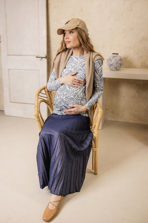 Falcon Accordian Pleated Denim Skirt Denim