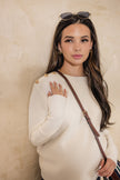 Oriole Knit Gold Button Channel Top Cream